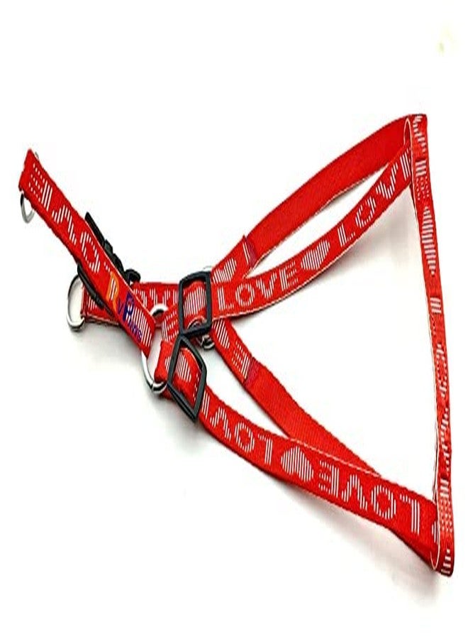 Pups&Pets 15 MM Nylon Love Printed Harness and Adjustable Leash Set | 0.5 Inch Harness Set Dogs and Puppies (Red) - Image 3
